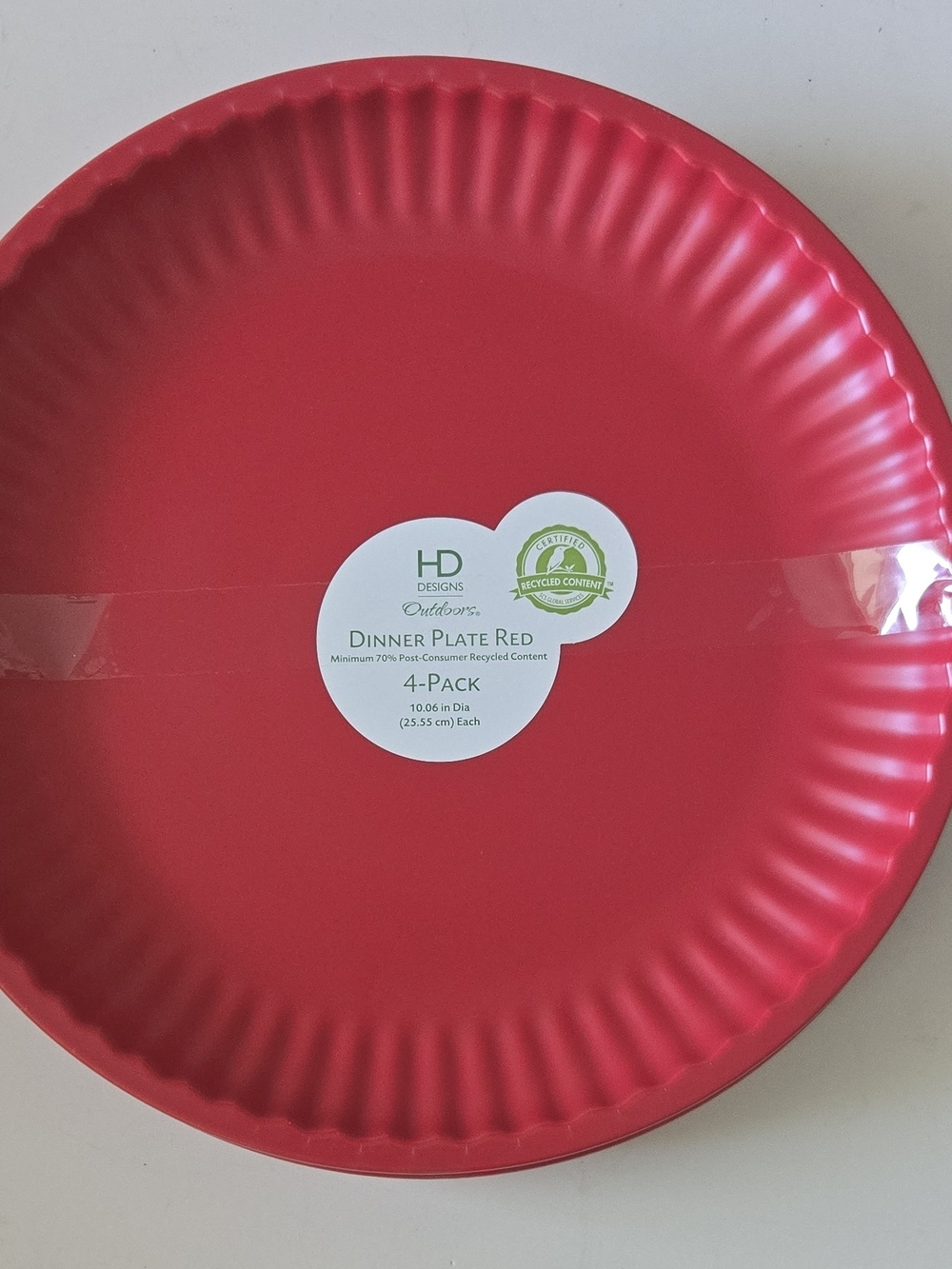 HD Designs Outdoor Red Dinner Plates - 4 Pack